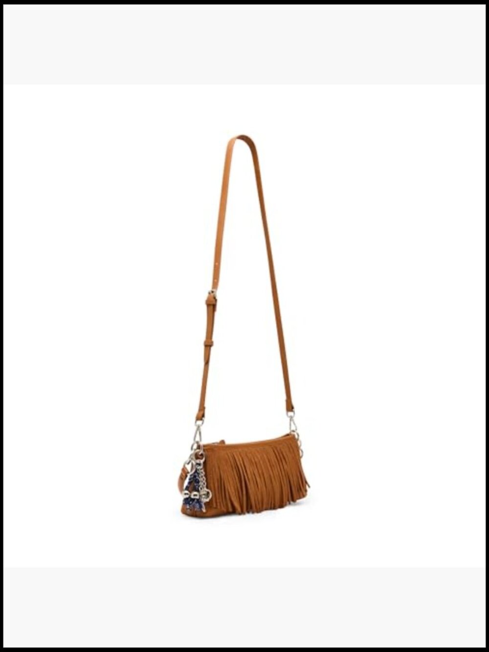 Faux Suede Fringe Satchel Shoulder Bag Boho Western Charm Crossbody - Picture 2 of 5